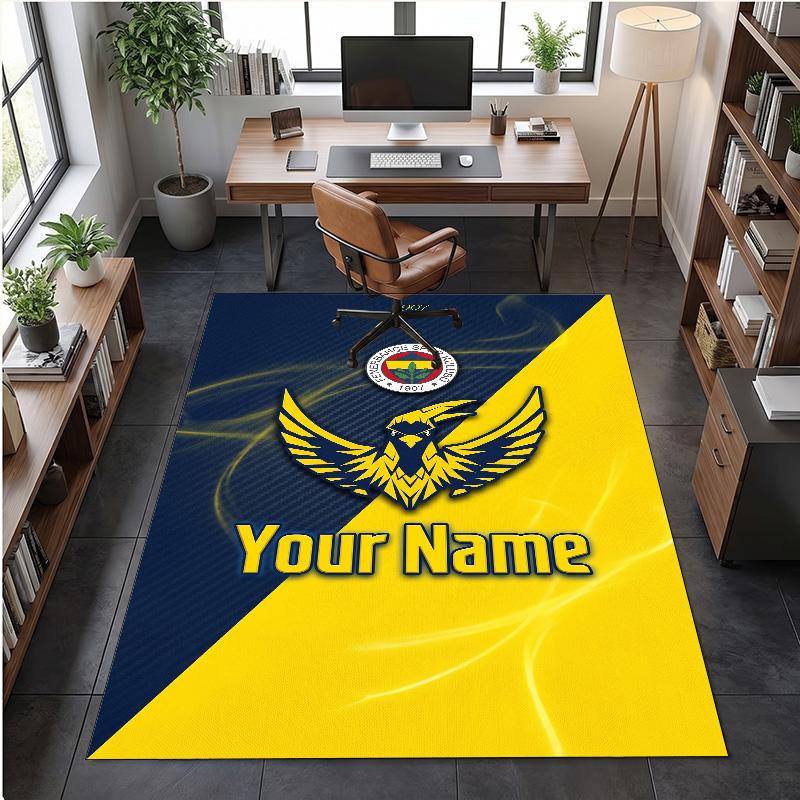 Crystal Velvet Rug Fenerbahçe FC Print Custom Name Text Floor Mat Home Decor