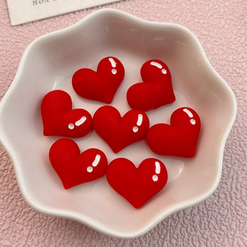 

10Pcs New Cute Cartoon Valentine s Day Red Heart Series Flat Back Ornament Jewelry Bows Accessories