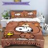 Snoopy Woodstock Bear Costumes Bedding Set Personalized Washable Custom 3Pcs Duvet Cover Pillowcases Soft Microfiber Home Bedroom Gift