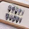 Purple Handmade Medium-Length Pointed Butterfly False Nail Tips