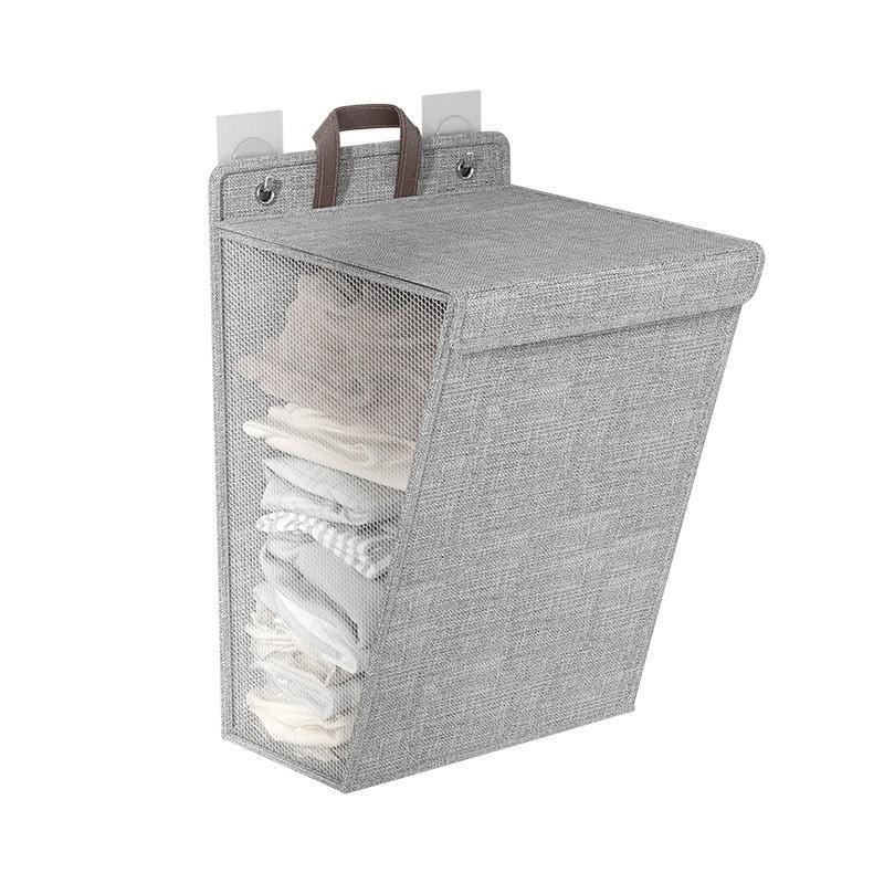 Modern Foldable Wallmounted Laundry Basket With Handles For Bedroom And Bathroom Use
