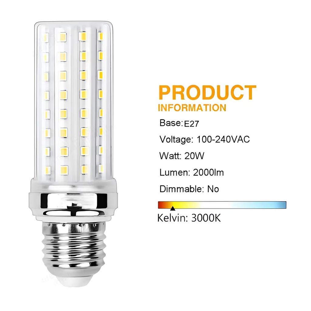 10X Led Corn Light Bulbs Smd 2835 Energy-saving Bulb 3-light-colors 6000k 4500k 3000k Pc/shell E14 Ses 85-265v 220v 20w 40w Lamp
