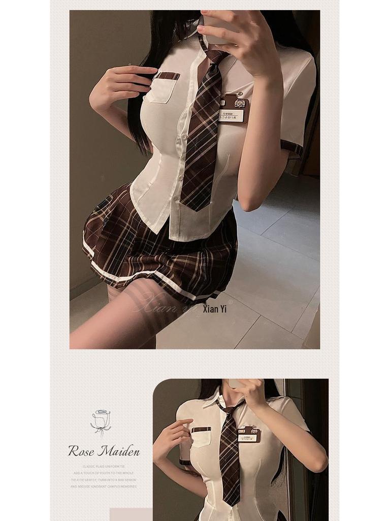 Xianyi Sexy Schoolgirl Cosplay Lingerie Set: Temptation JK Mini Skirt & Sukumizu Outfit for Women
