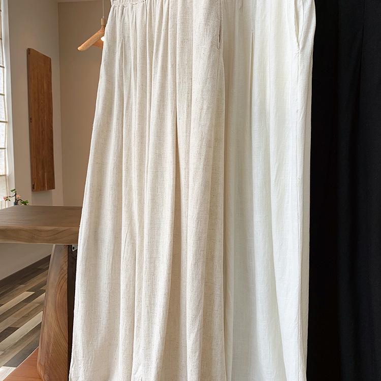 2025 Fall/Winter Cotton Linen Women's Chic Wide-Leg Skirt Pants - Textured, Flowy, and Leg-Elongating
