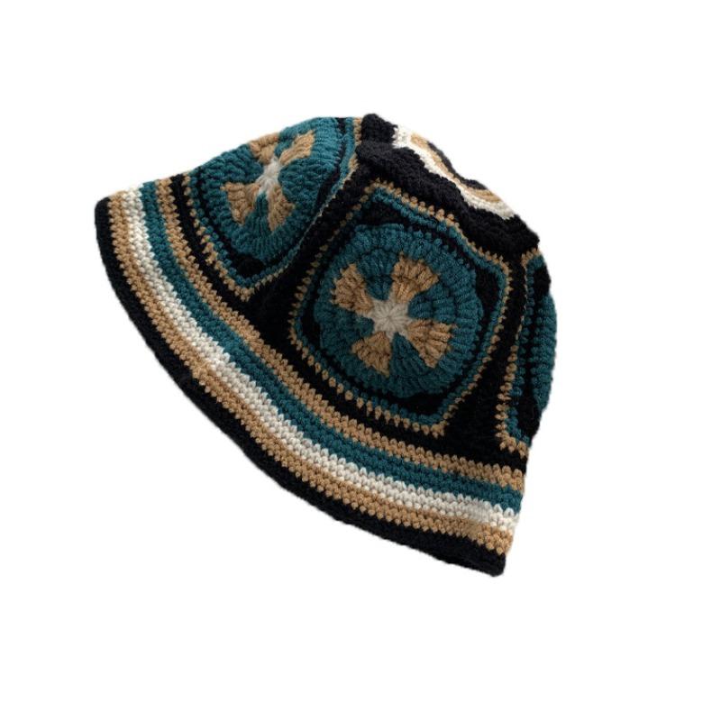 Spring and Autumn Japanese Style Fresh Hollow Flowers Knitted Fisherman Hat for Women Sweet and Versatile Face Showing Small Wool Hat Trendy