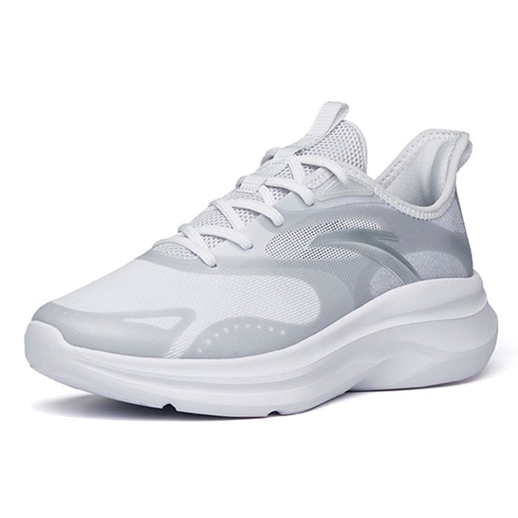 Anta Leaf 2.0 Versatile Shock Absorbing Non-Slip Wear-Resistant Low-Top Running Shoes Women Sneaker Gray White Silver 922225520-1