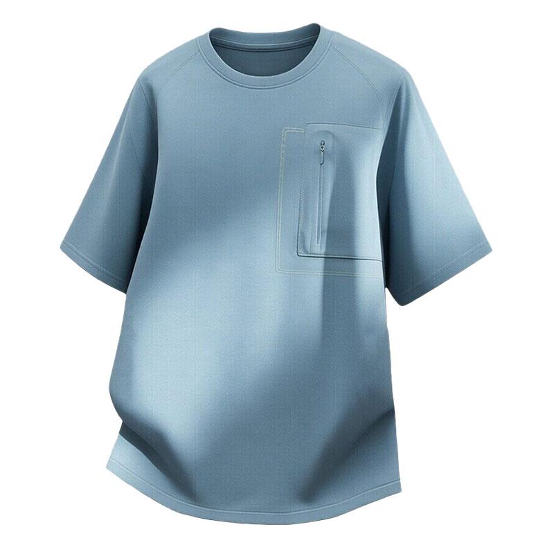 Summer Short Sleeved Ice Silk Quick Drying Sports Men's Round Neck Business Top Short Sleeved T-shirt