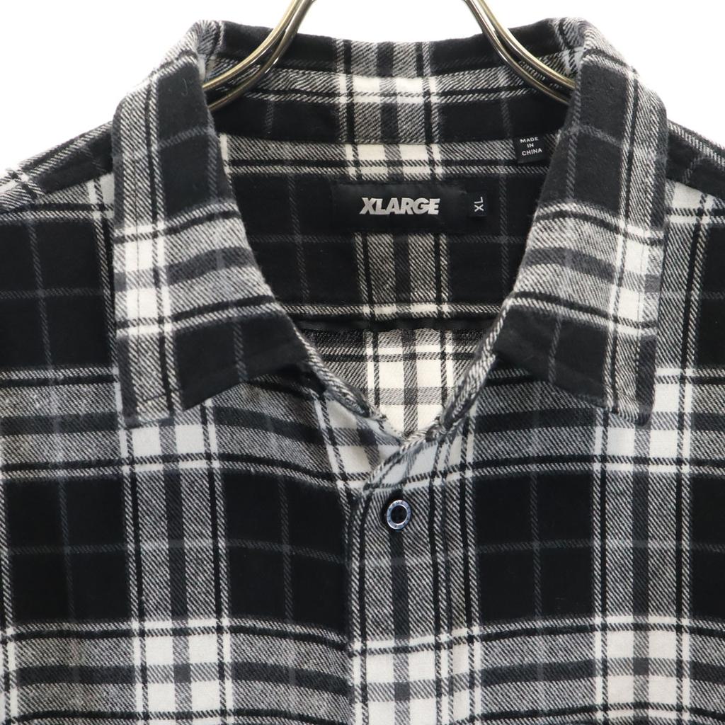 XLARGE Check Pattern Back Logo Long sleeve Flannel shirt XL black Men's Used