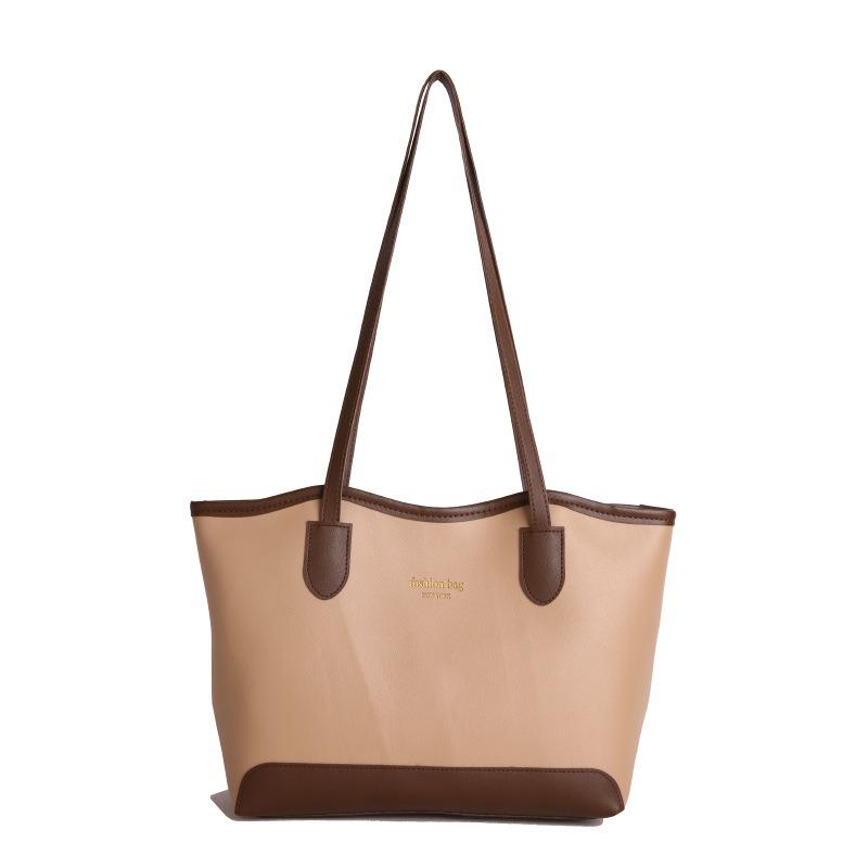 Fashion Contrasting Color Bag Women's New Large-capacity Tote Women's Bag Quality Casual Simple Shoulder Bag Tide