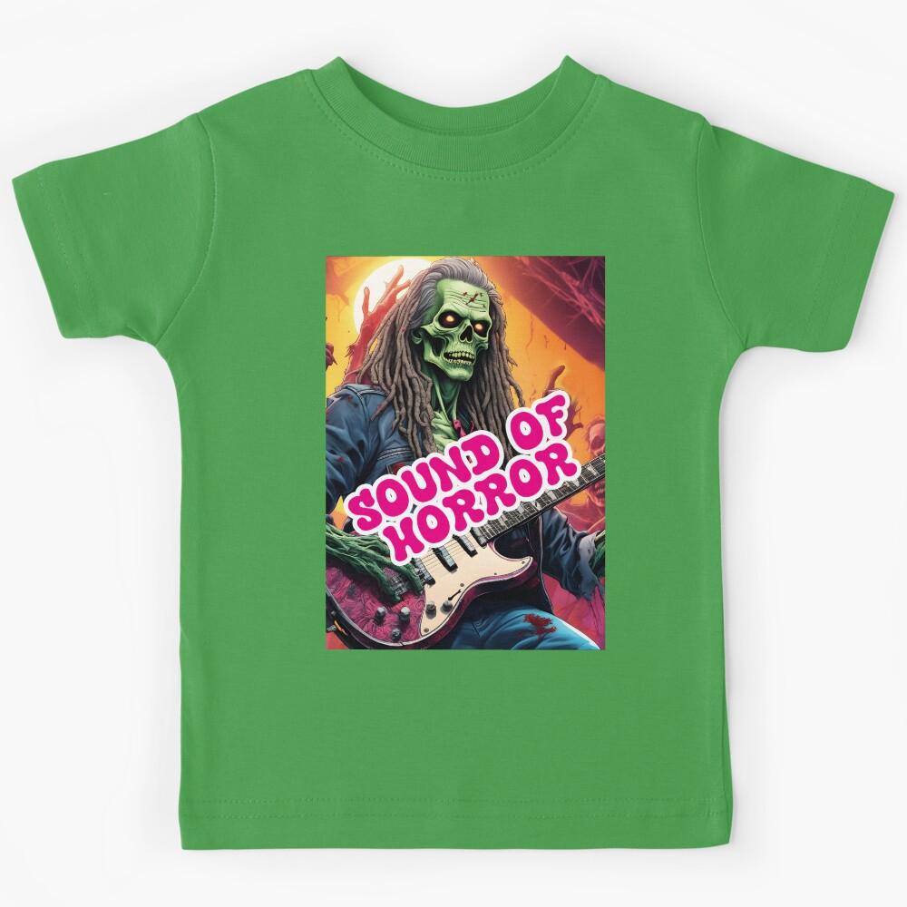 scary zombie playing guitar, rock star Kids T-Shirt 100
