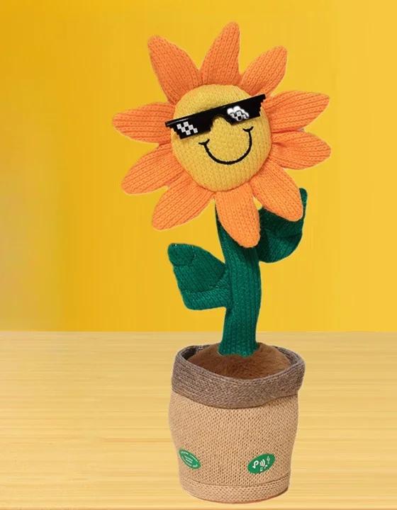 Танцующий кактус-подсолнух Детские игрушки, которые умеют петь и говорить, Развивающие веселые подарки с функцией записи, Детские игрушки