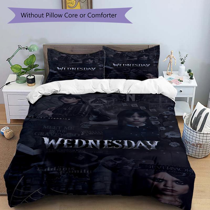 3pcs Wednesday Addams Duvet Cover Set, Includes 1 Duvet Cover and 1/2 Pillowcases (No Insert) Yy251104250