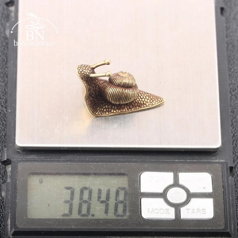 38G Retro Pure Copper Mini Snail Statue Ornaments Desk Antique Brass Tea Pet Collection Home Decorations for Living Room