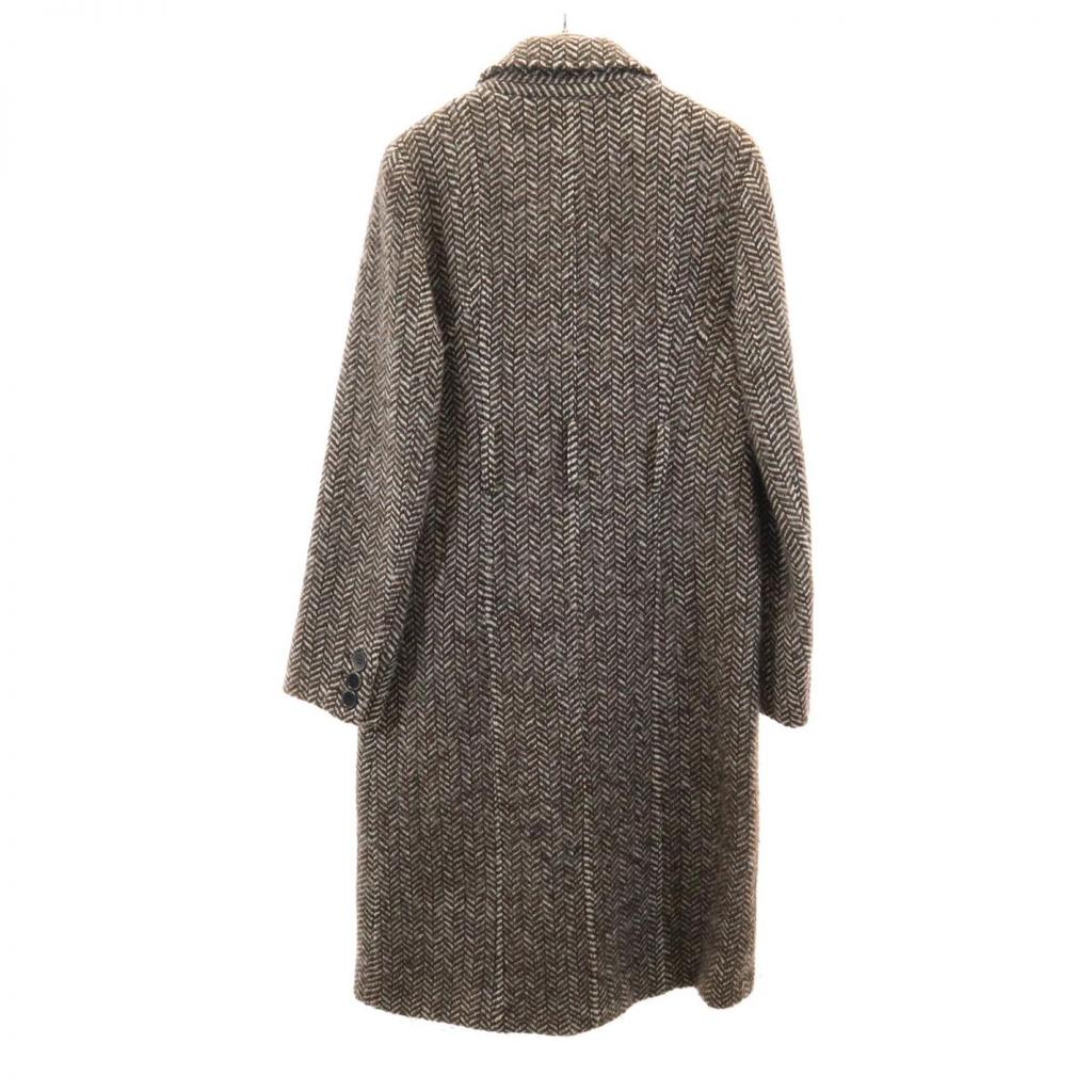 KENZO Made in France Herringbone Pattern wool Chester coat 42 Brown Women Used
