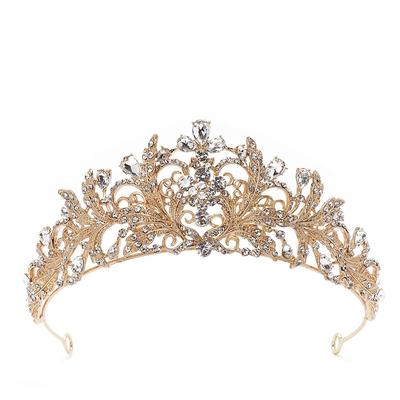 Korean Style Bride Pastoral Flower Alloy Rhinestone Wedding Dress Hair Crown Crown