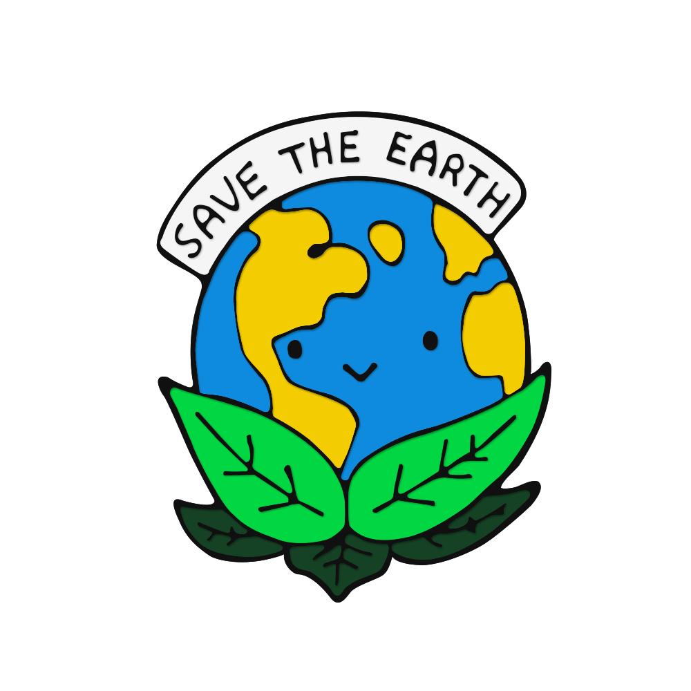 Creative Save the Earth Brooch Slogan Protect Environment Enamel Pins Save Water Go Green Badge Cartoon Custom Bag Lapel Jewelry