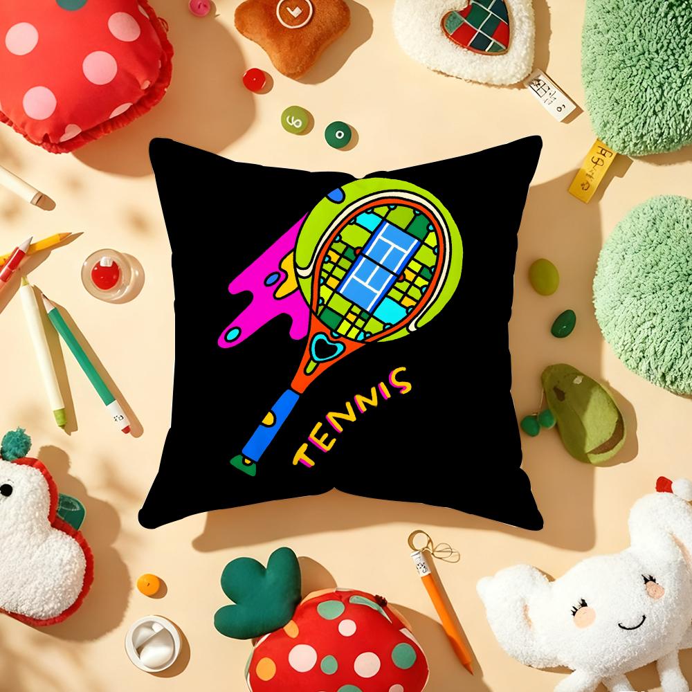 Ball Sports Doodles Cushion Cover Plush Fabric Soft Double-Sided Printed Sofa Warm Winter Home Gift Pillow Cover