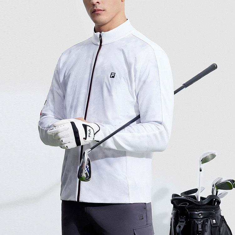 FILA Golf Series Gradient Zipper Stand Collar Jacket Men jackets Jade-White A11M345406F-WT