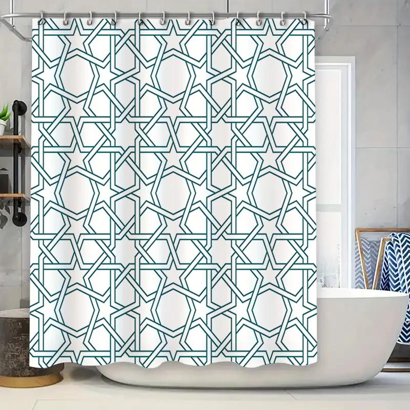 

Modern Geometric Shower Curtain Set White Stars Pattern For Bathtub Decoration W60H190(CM)-1 Pcs