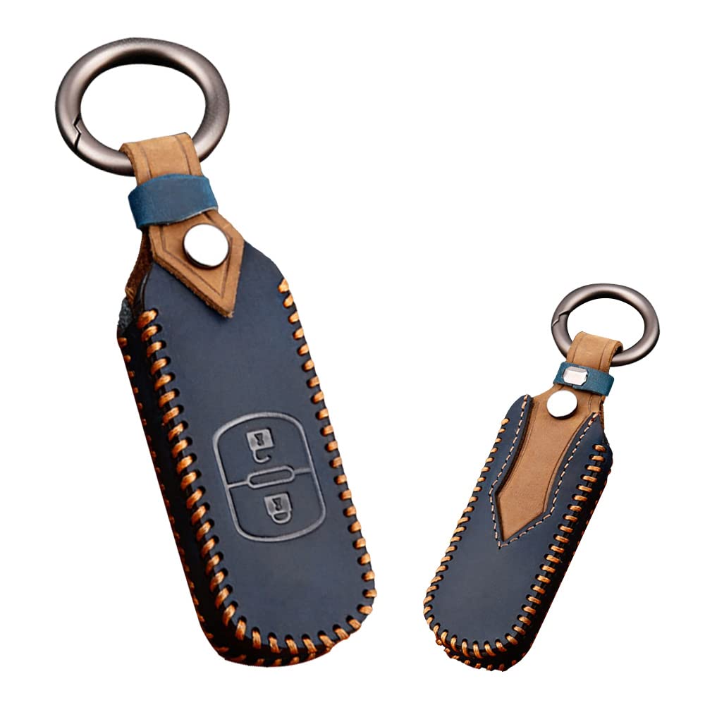 

KUNIO Mazda Key Key Handmade for Demio Roadster Genuine A Blue Case, Keychain, Cover, Gift, Leather, Mazda, Demio, Axela, Atenza, Roadster, ND, CX3,