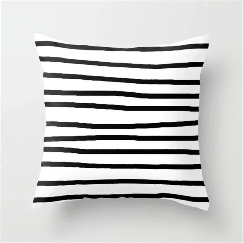 Black and White Cushion Cover Geometric Polyester Throw Pillow Covers Decorative 45x45cm Couch Pillows Fashion Nordic Pillowcase