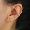 Promotion Small Girl Women Stud Earring Three Stone Colorful Cz bar Stud Simple Minimal Multi Piercing Ear Bone Earrings