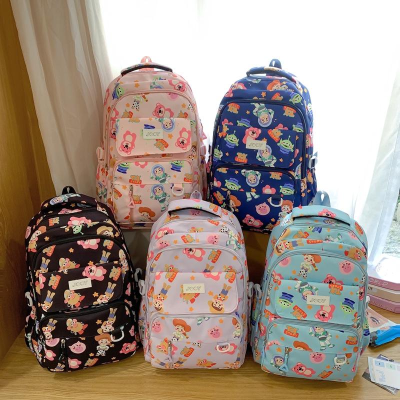 Fashion Korean version lightweight backpack girls cute print going out leisure backpack large capacity primary and secondary school student schoolbag