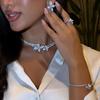 Exquisite Flower Choker Necklace Earrings Set for Women Rhinestone Bride Wedding Collar Jewelry Set Fashion Party Daily Gifts