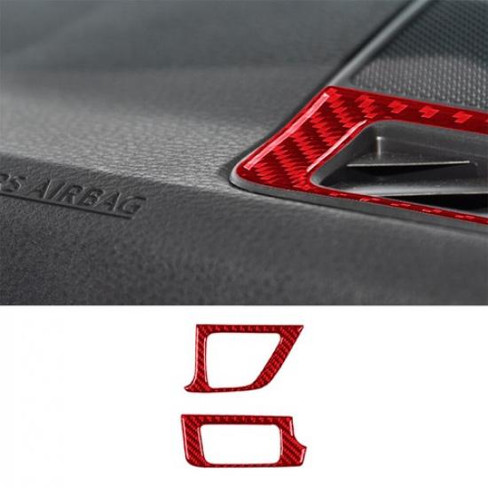 Red Carbon Fiber Interior Defogger Vent Cover Trim For Toyota Tacoma 2016-