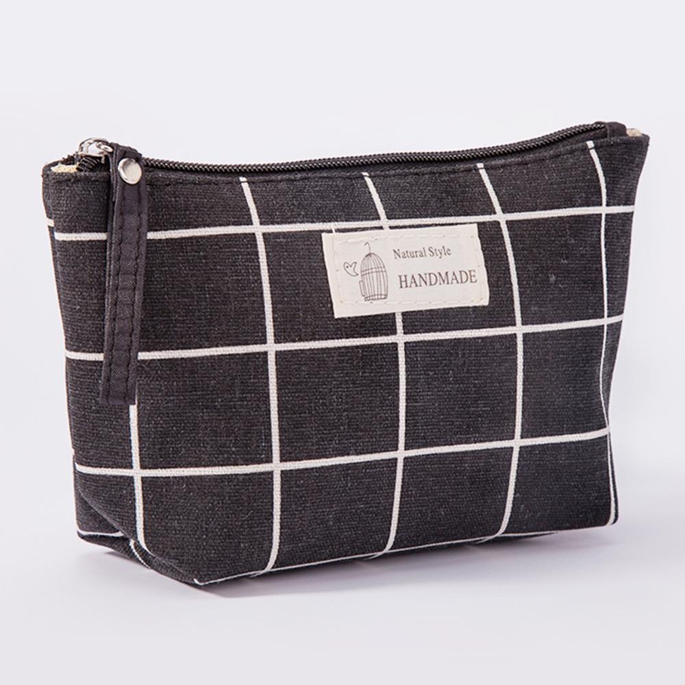 Canvas Cosmetic Bags Zipper Cartoon Student Pencil Case Coin Purse Ladies Hand Portable Make Up Storage Bag Travel Organizer
