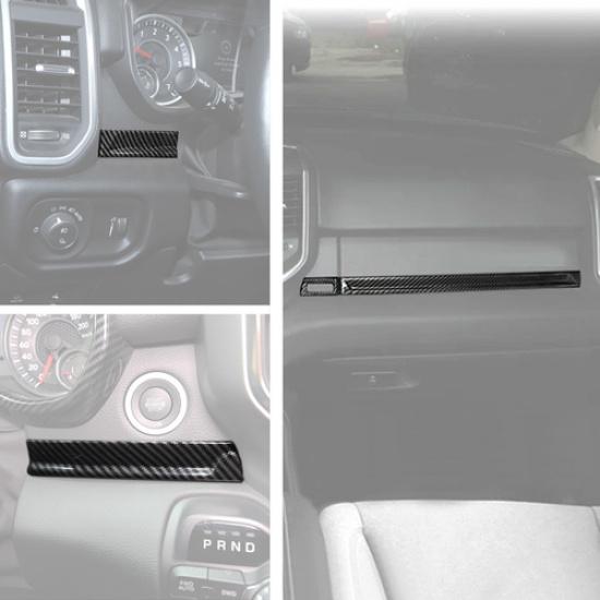 Car Console Panel Trim Cover Strips For Dodge Ram 1500 19-25 Accessories Carbon