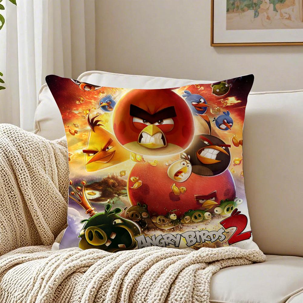 Popular Cartoon Crazy-A-Angry Birds-Game Cushion Cover Pillowcase Anti-Dustmite Living Room Sofa Decor Cushion Room