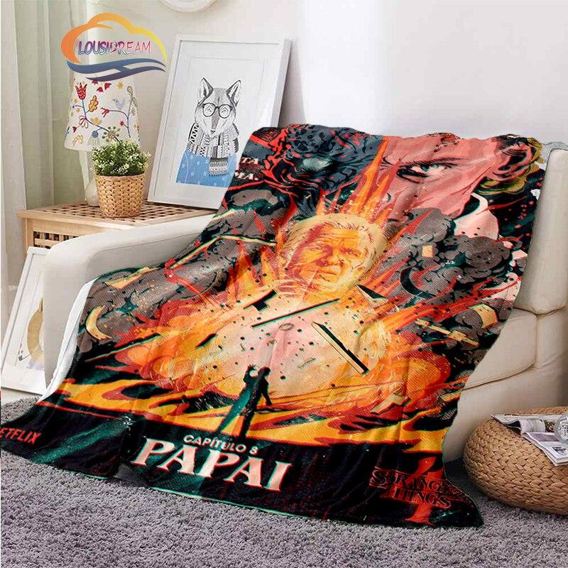 Horror Series Stranger Things Series Flannel Blanket Bedroom Sofa Bed Four Seasons Soft Blanket Travel Light Comfortable Blanket
