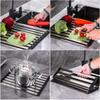 304 Stainless Steel Kitchen Sink Drain Rack, Sink Bowl and Dish Storage Rack, Foldable and Retractable Drain Basket