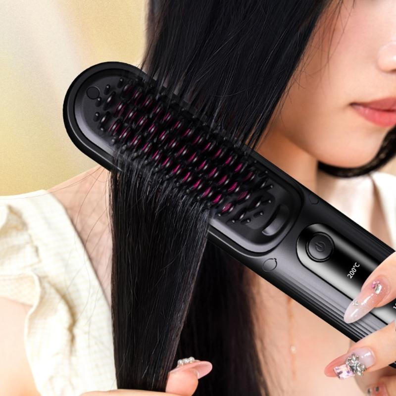 Cordless Hair Straightener USB Rechargeable Straightening Brush 4 Temp Settings Rechargeable Straight Hair Comb