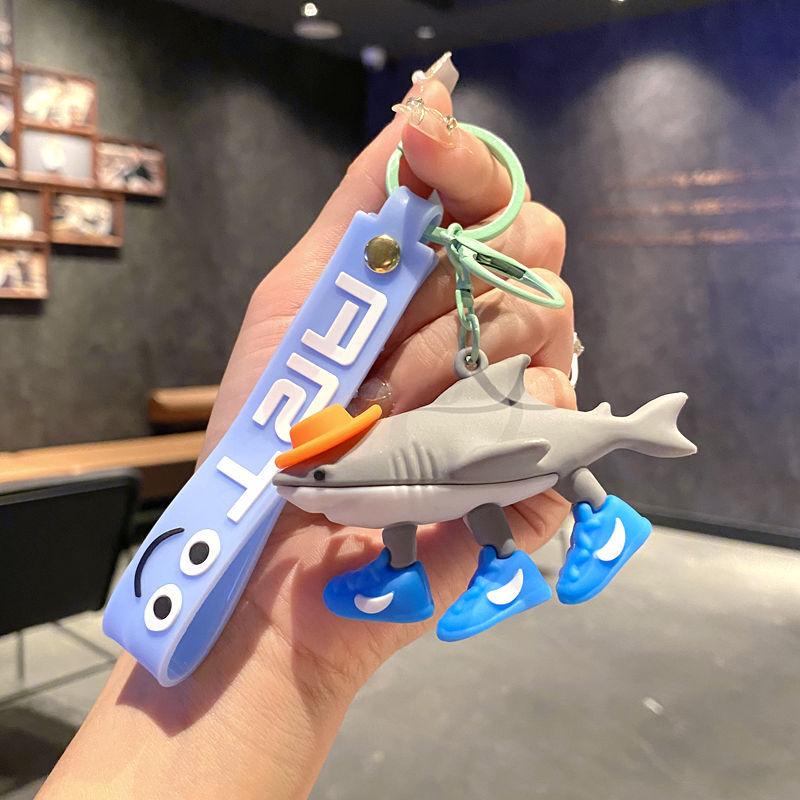 Foreign Version Of Shanhaijing Keychain Cartoon Funny Wooden Stick Man Slippers Shark Bag Pendant large
