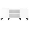 Vinyl Record Cabinet High Gloss White 121 X 38 X 48 Cm Engineered Wood