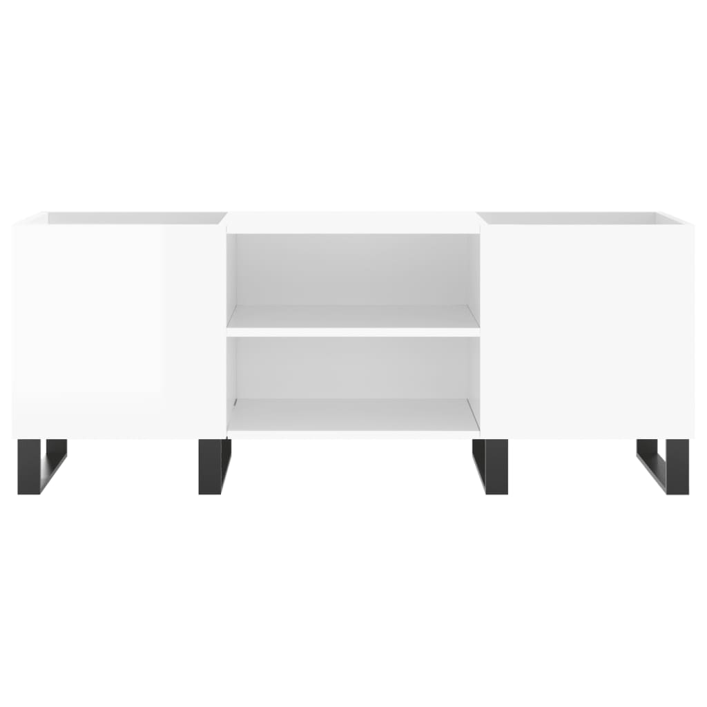 Vinyl Record Cabinet High Gloss White 121 X 38 X 48 Cm Engineered Wood
