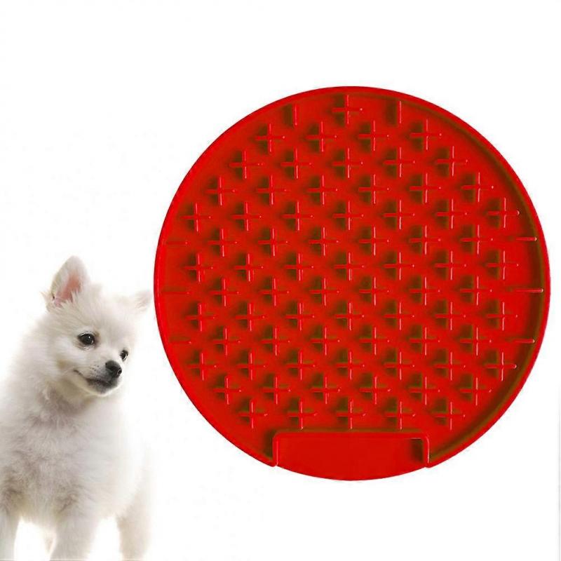 Dog Slow Eat Mat Silicone Feeding Cushion for Pets 3Pcs Red Round Style