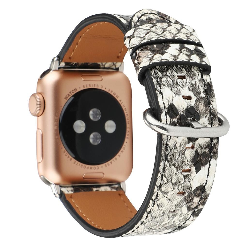 Leather Watch Strap for Apple Watch Ultra 3 2 1 49mm/Series 11 10 46mm/9 8 7 45mm/SE3 SE2 SE 6 5 4 44mm/3 2 1 42mm Snakeskin Print Wrist Band