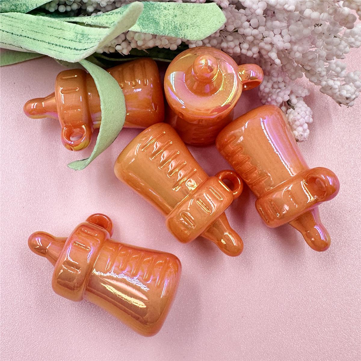 

Модные свободные бусины DIY 5 шт. Материал ручной работы Аксессуары для ювелирных изделий для поделок Кормящая бутылочка 20,8*33,7 мм Подвески оранжевый