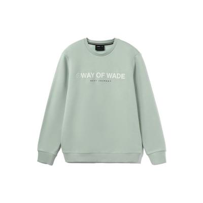 Li Ning Wade Series Logo Print Plush-Lined Warm Reflective Crew Neck Sweatshirt Men Sweatshirt Green AWDR839-4