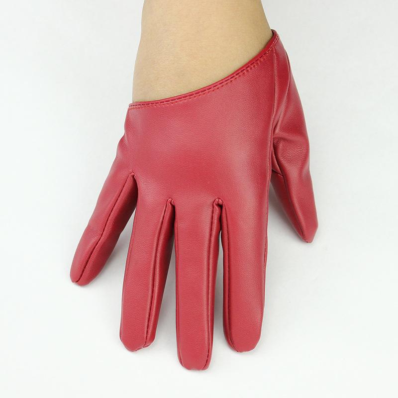 

1 Pair Fashion Women Tight Full Finger Gloves Imitation Pu Leather Sexy Half Palm Gloves Party Performance Black Short Mittens One Size
