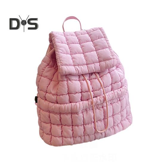 18L Quilted Backpack for Women Puffer Hiker Pack Top Flap Drawstring Backpack Padding Travel Cloud Gym Bag