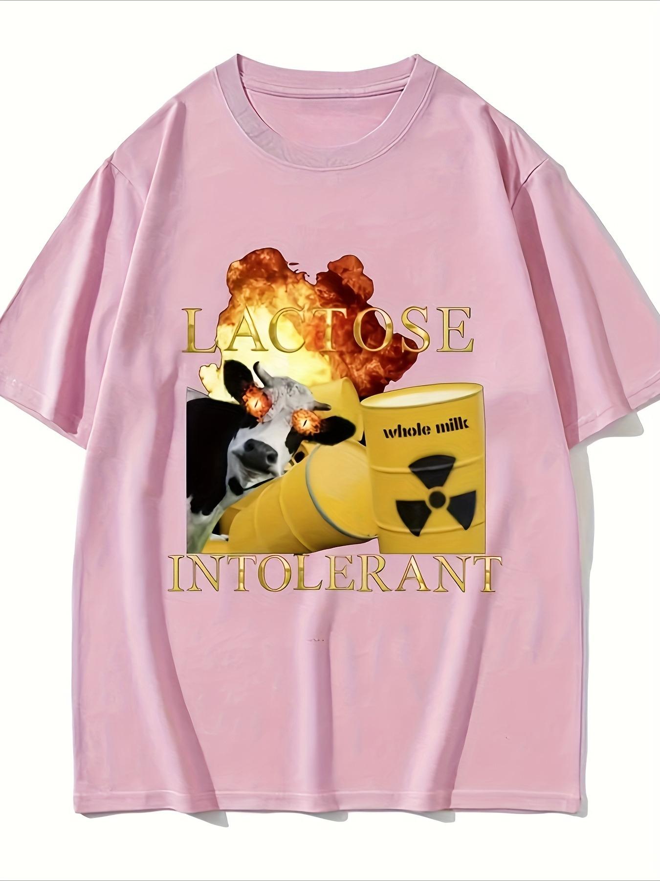 

Women Lactose Intolerant Funny Print TShirt Casual Short Sleeve Crew Neck Women Summer Comfort Print Tee Clothing 4XL