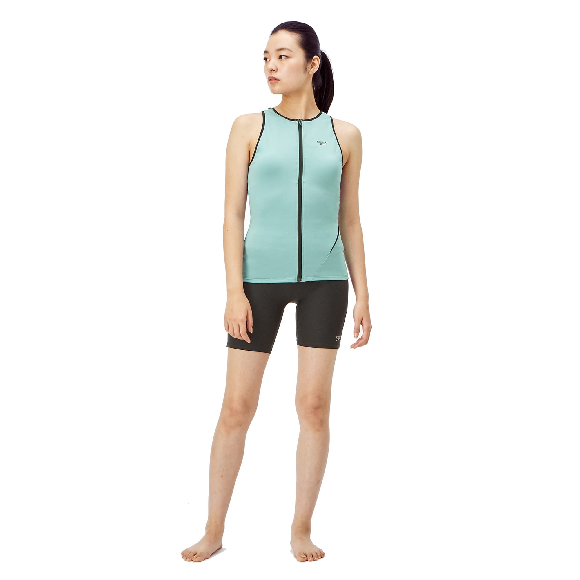 

Speedo Diagona Zip Separates Фитнес Пыльный XOT Женский Купальник, Зеленый,