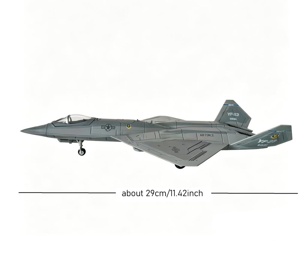 Model stíhačky YF-23 Black Widow II v měřítku 1/72, Plastikový stavebnicový model typu Snap Fit (bez nutnosti lepidla), Kovový model vojenského letadla Diecast Coll