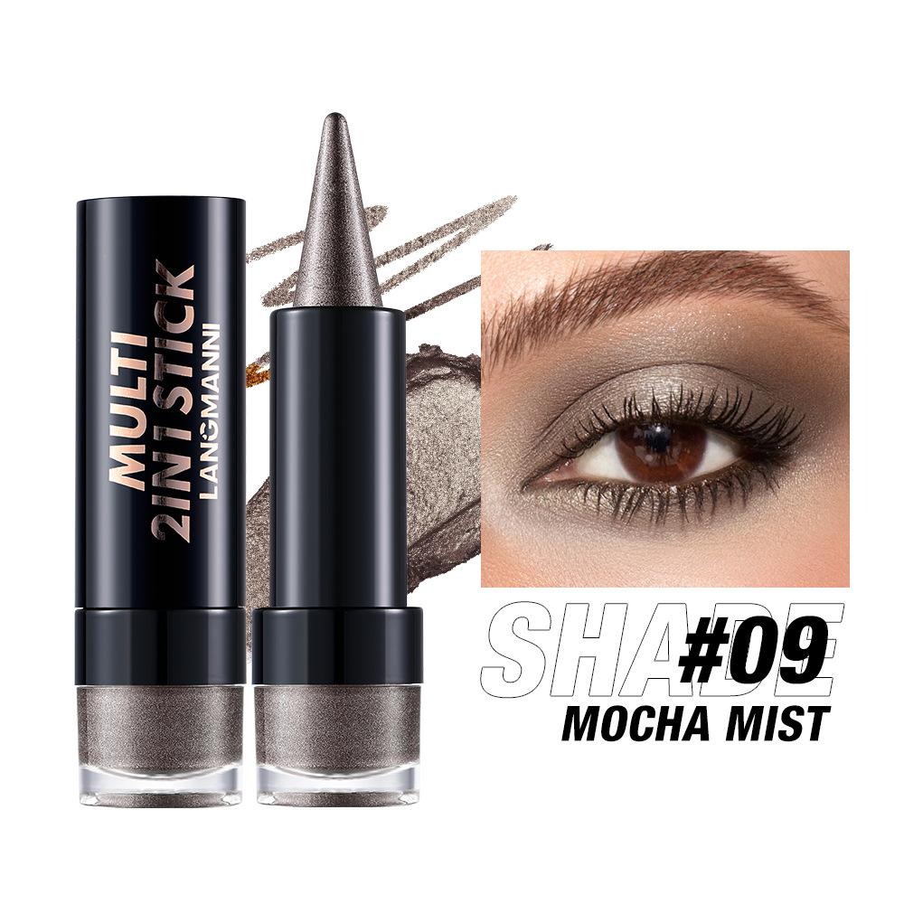 2 IN 1 Bullet Pearlescent Eye Shadow Pen Pointed Eyeliner Stick Caramel Brown Black Eyeshadow Makeup Silky Smooth Waterproof Lasting Eyeshadow