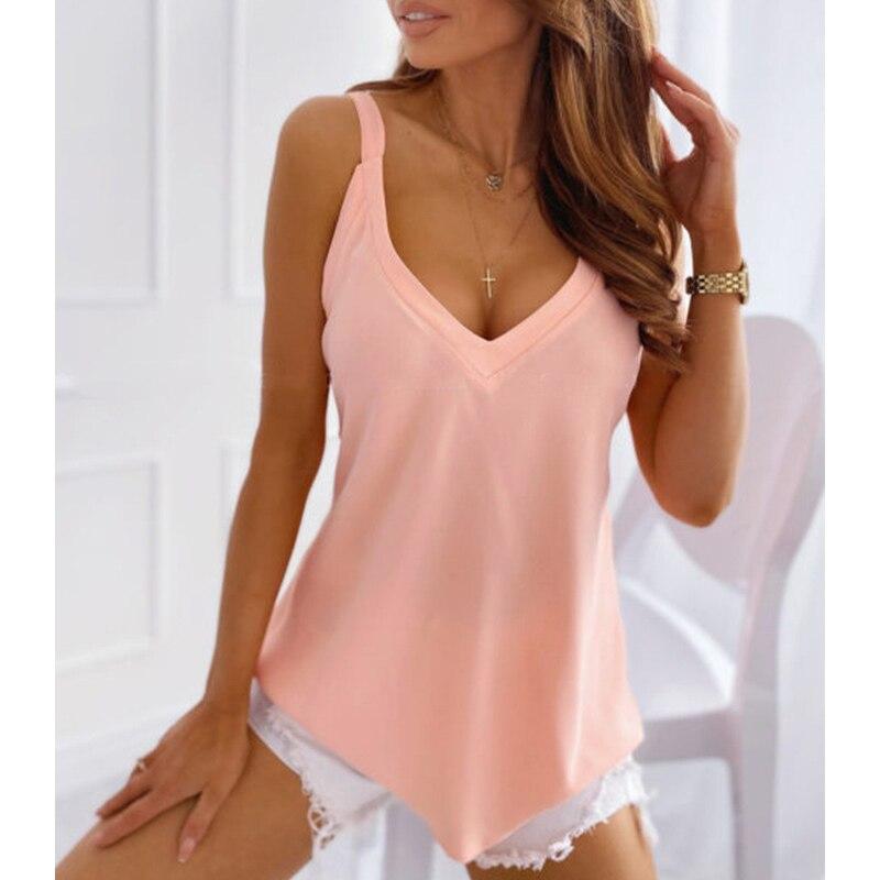 Summer Casual Tank Tops Women V Neck Vest Fashion Loose Elegant Camis 2023 Sleeveless Simple Basic Mujer Vintage Clothes 26288