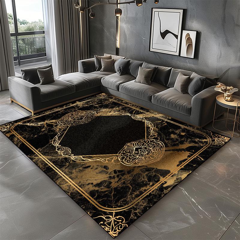 Black Marble Carpet Living Room Luxury Decoration Home Sofa Washable Large Rugs 200x300 Bedroom Non-slip Short Velvet Floor Mats